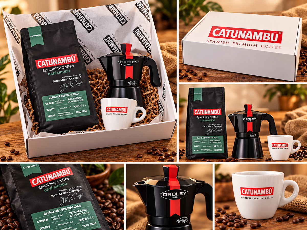 Pack Regalo Catunambú | Café Molido 500g + Cafetera Italiana Oroley + Taza