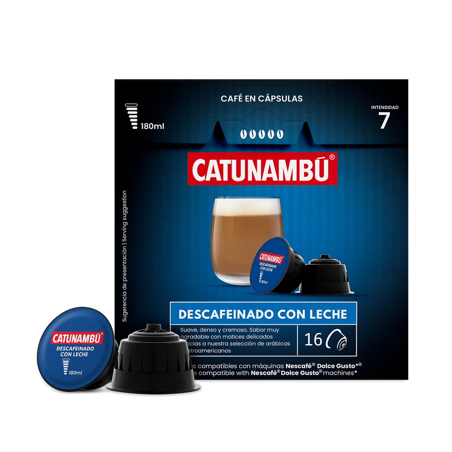 Cápsulas de café Descafeinado con Leche (16 caps.) · Compatibles Dolce Gusto®